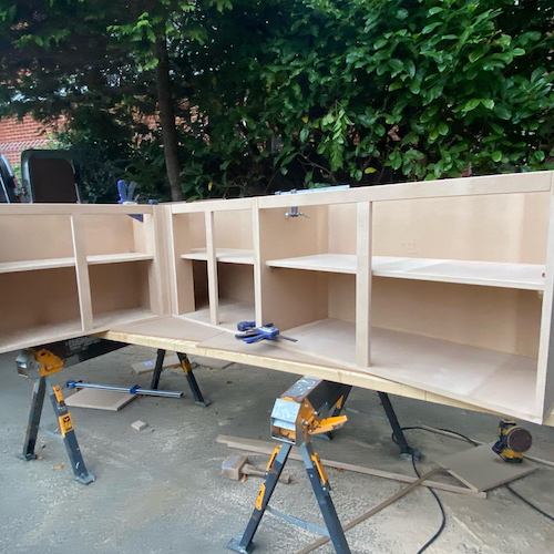 Timber frame for bespoke corner unit