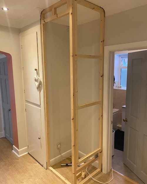 timber frame for bespoke cupboard