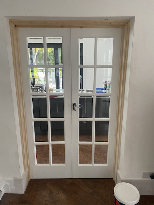 White french door installation