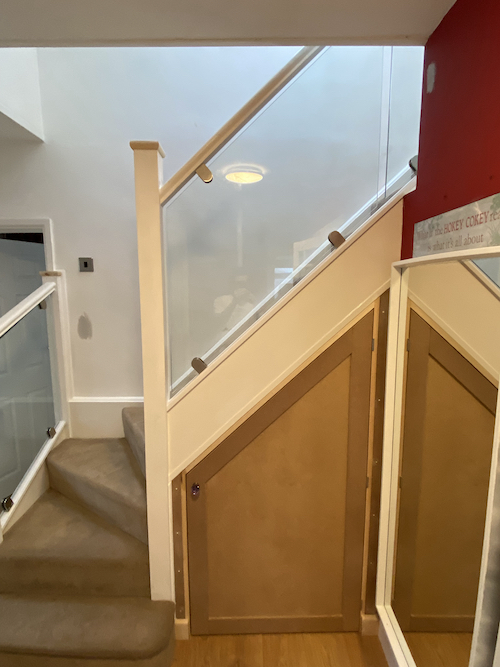 glazed panelling for white staircase