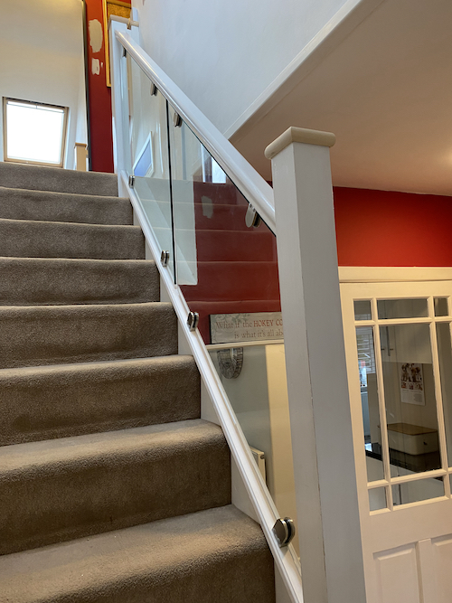 glazed panelling for white staircase