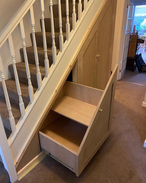 under-stair cupboard opened