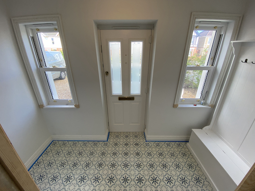 newly installed windows at the front of the house